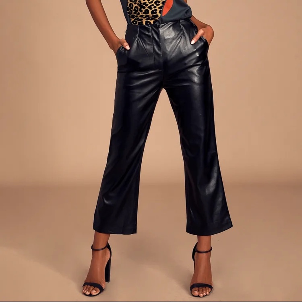 Black Vegan Leather Trouser Pants - Worn Once!